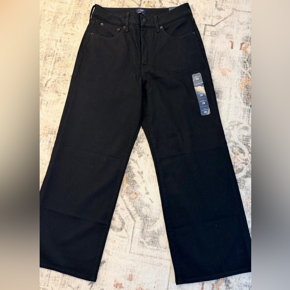 J. Crew curvy wide legged black pants size 28 NWT